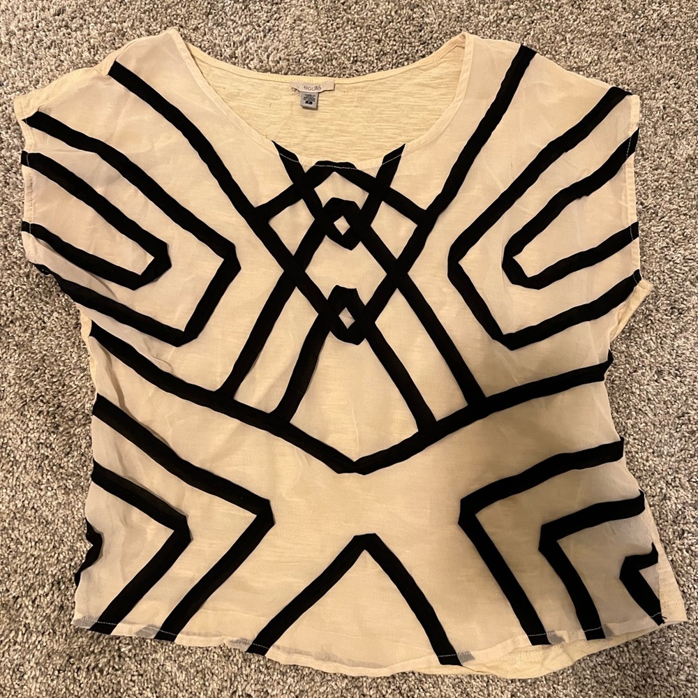 Sheer front Geometric Blouse